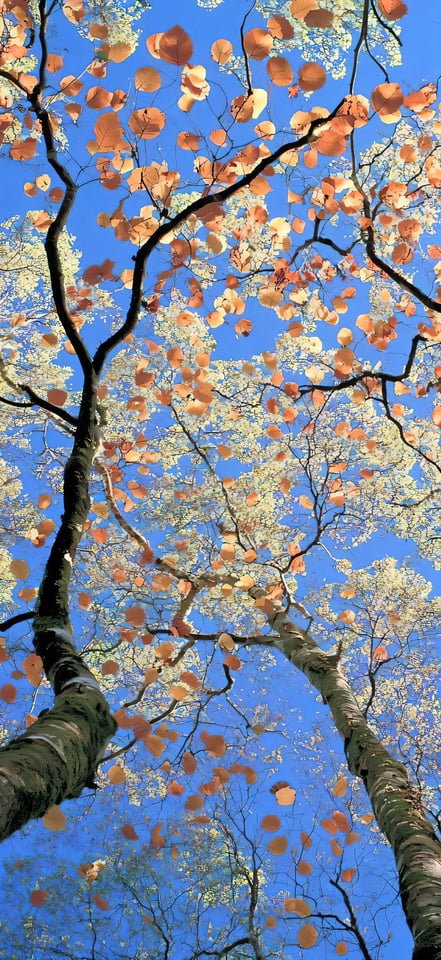 bauhinia colorful leaves autumn sky
